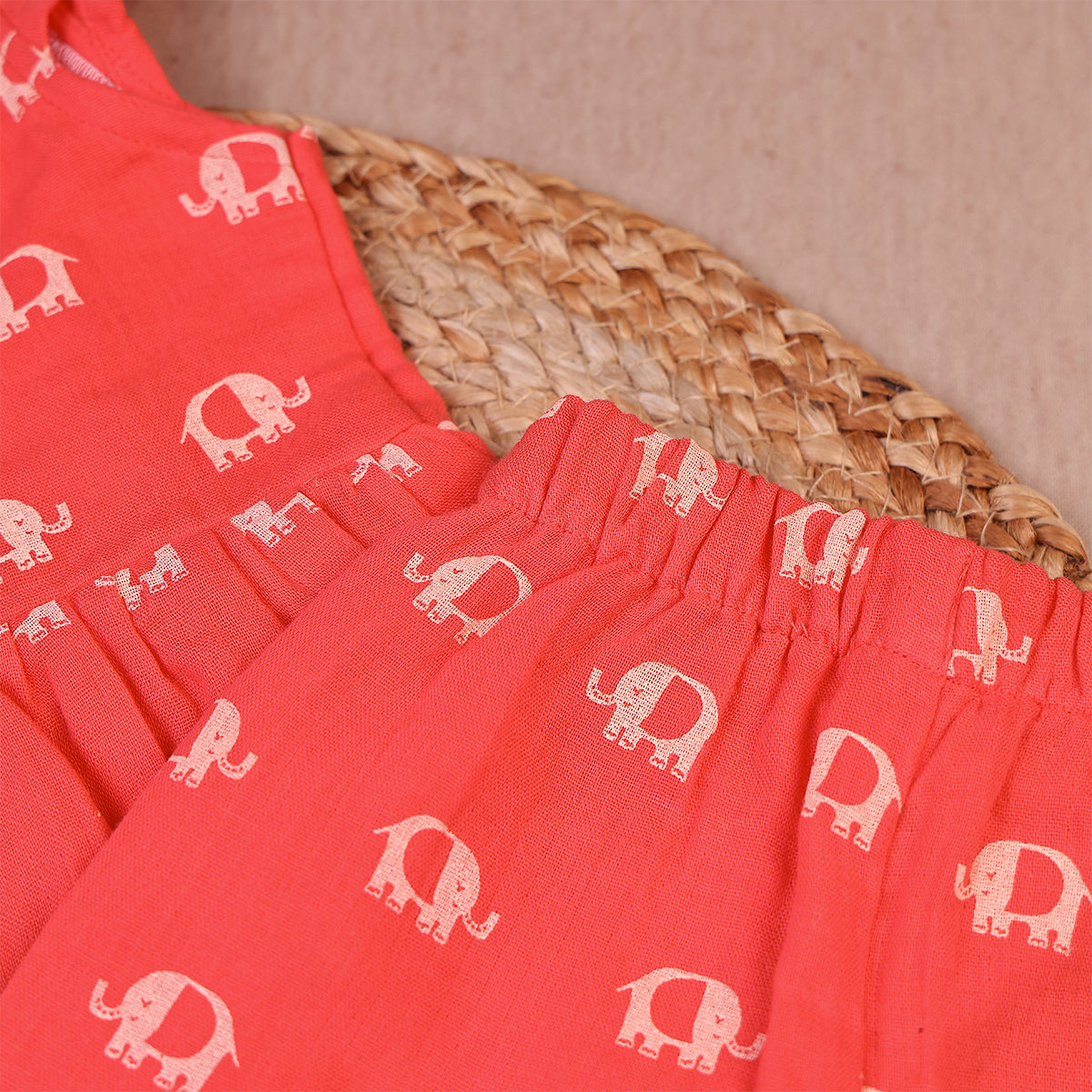 Coral Pink Elephant Print Coords Set