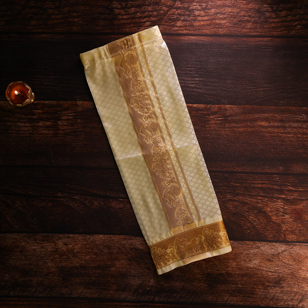 ✨ Premium Art Silk Dhoti – Polock Zari Border