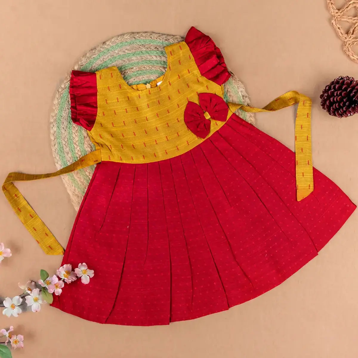 Golden & Maroon Ethnic Frock