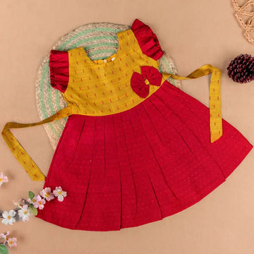 Golden & Maroon Ethnic Frock