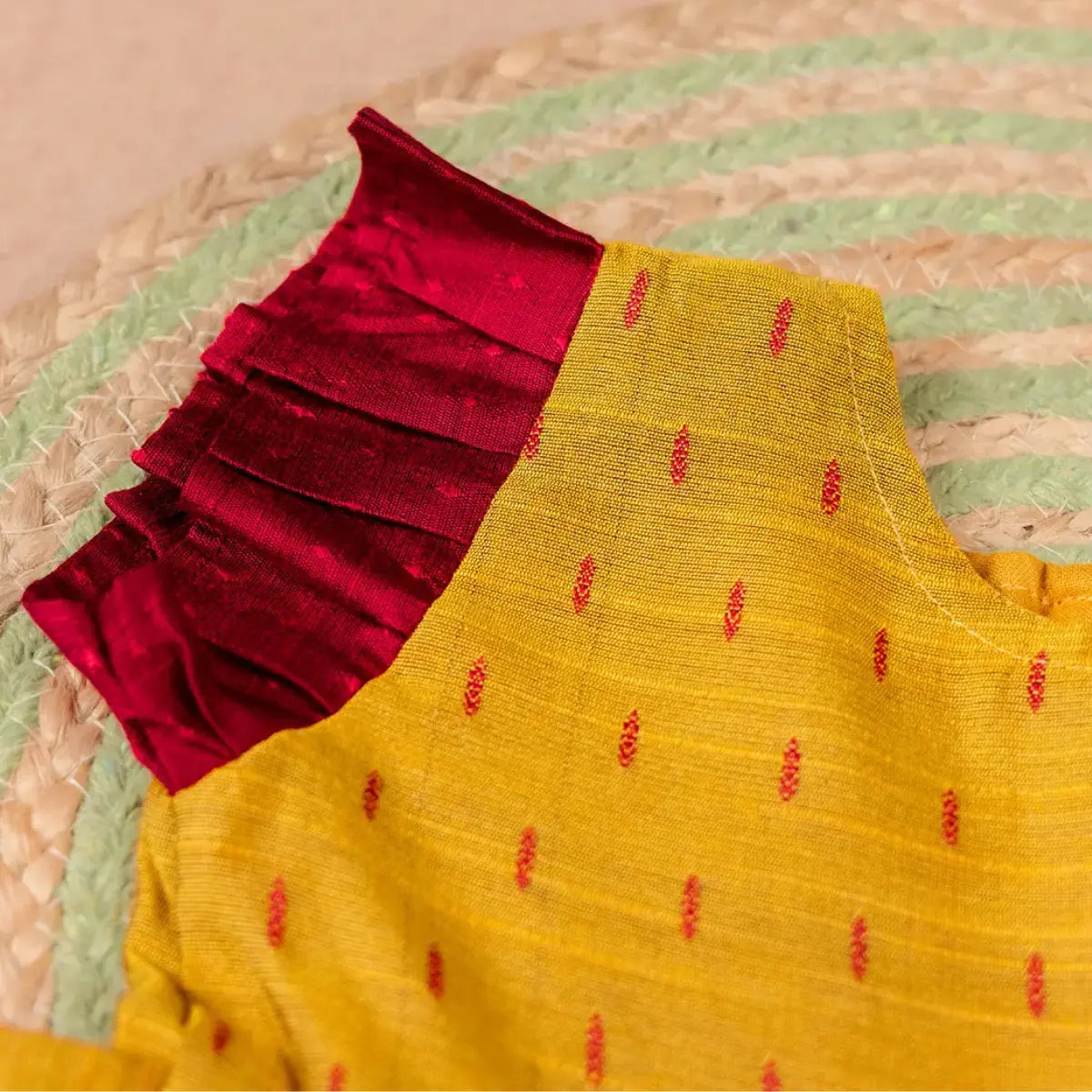 Golden & Maroon Ethnic Frock