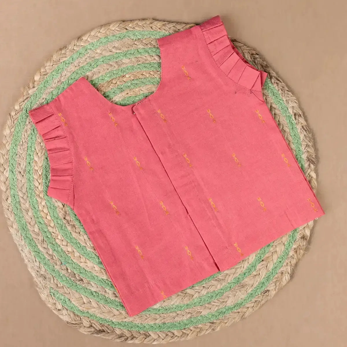 Vibrant Pink & Turquoise Ethnic Top & Skirt Set