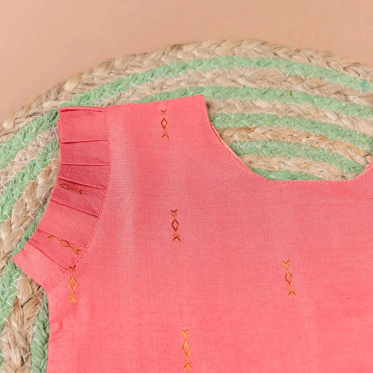 Vibrant Pink & Turquoise Ethnic Top & Skirt Set