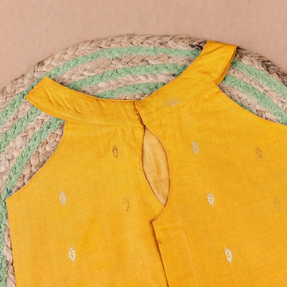 Sunny Yellow & Royal Purple Ethnic Top & Skirt Set