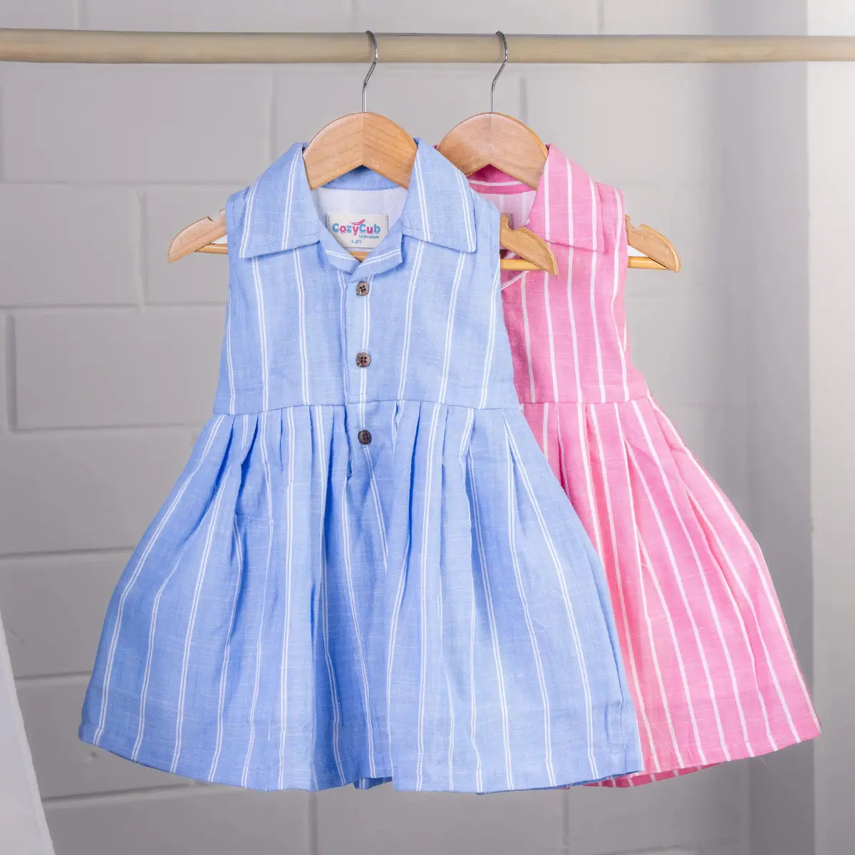 Classic Blue Stripe - Collar Frock