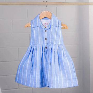 Classic Blue Stripe - Collar Frock