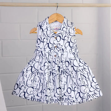 Black Alphabets - Collar Frock