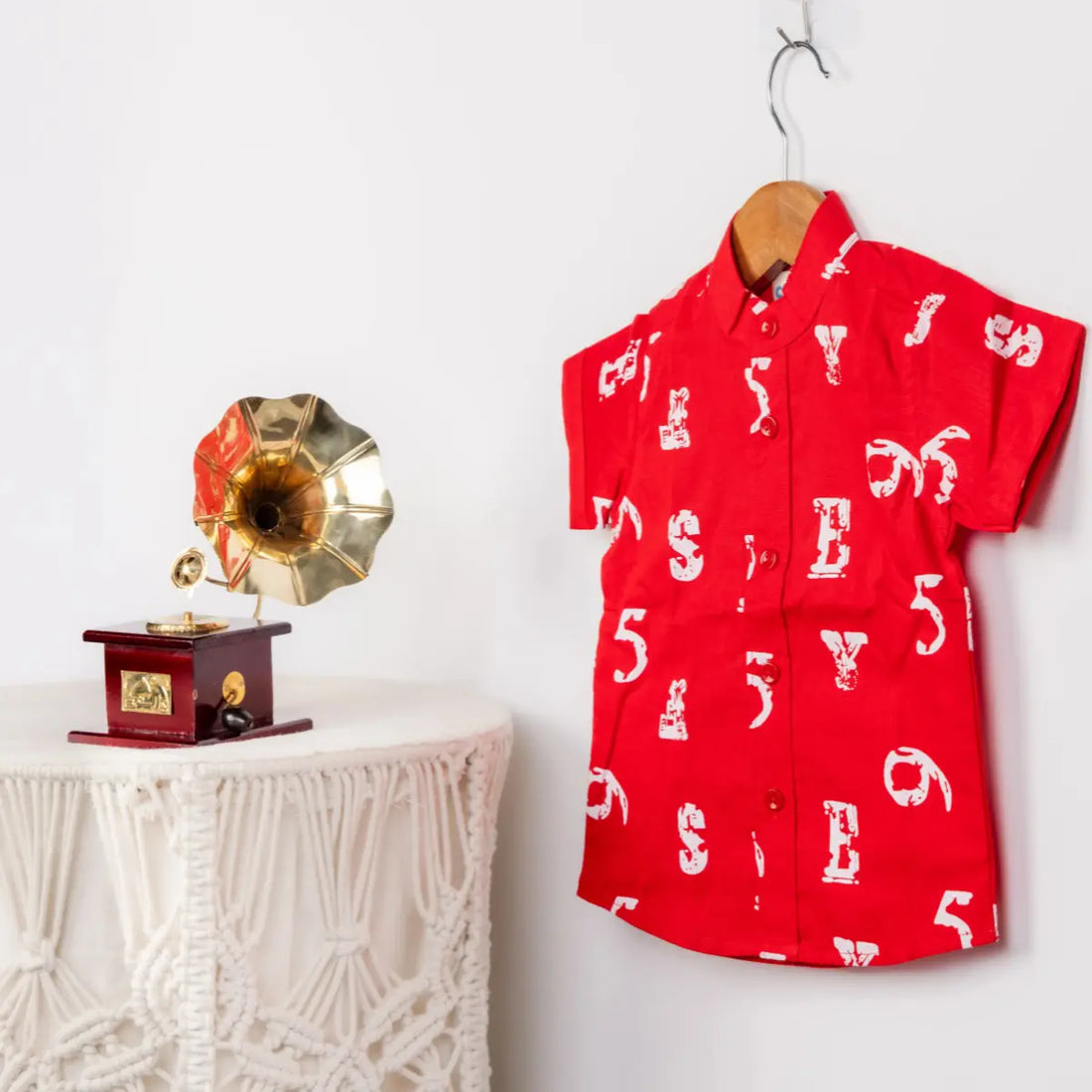 Vibrant Red Numbers - Cotton Shirt