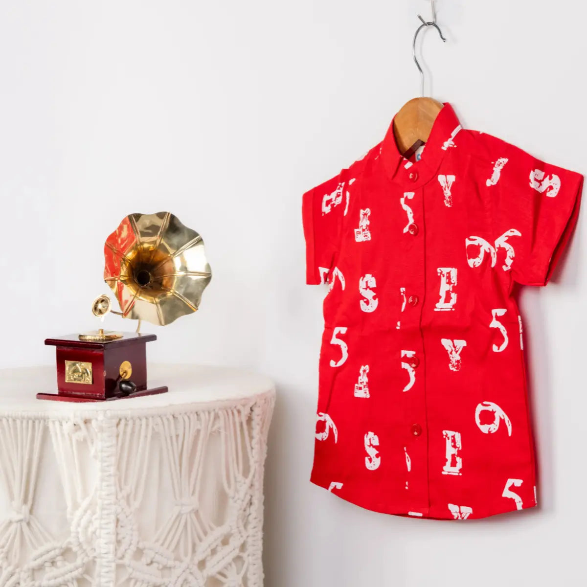 Vibrant Red Numbers - Cotton Shirt