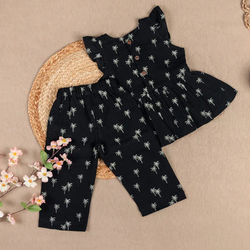 Classic Black with trendy White Palm tree - Coords Set