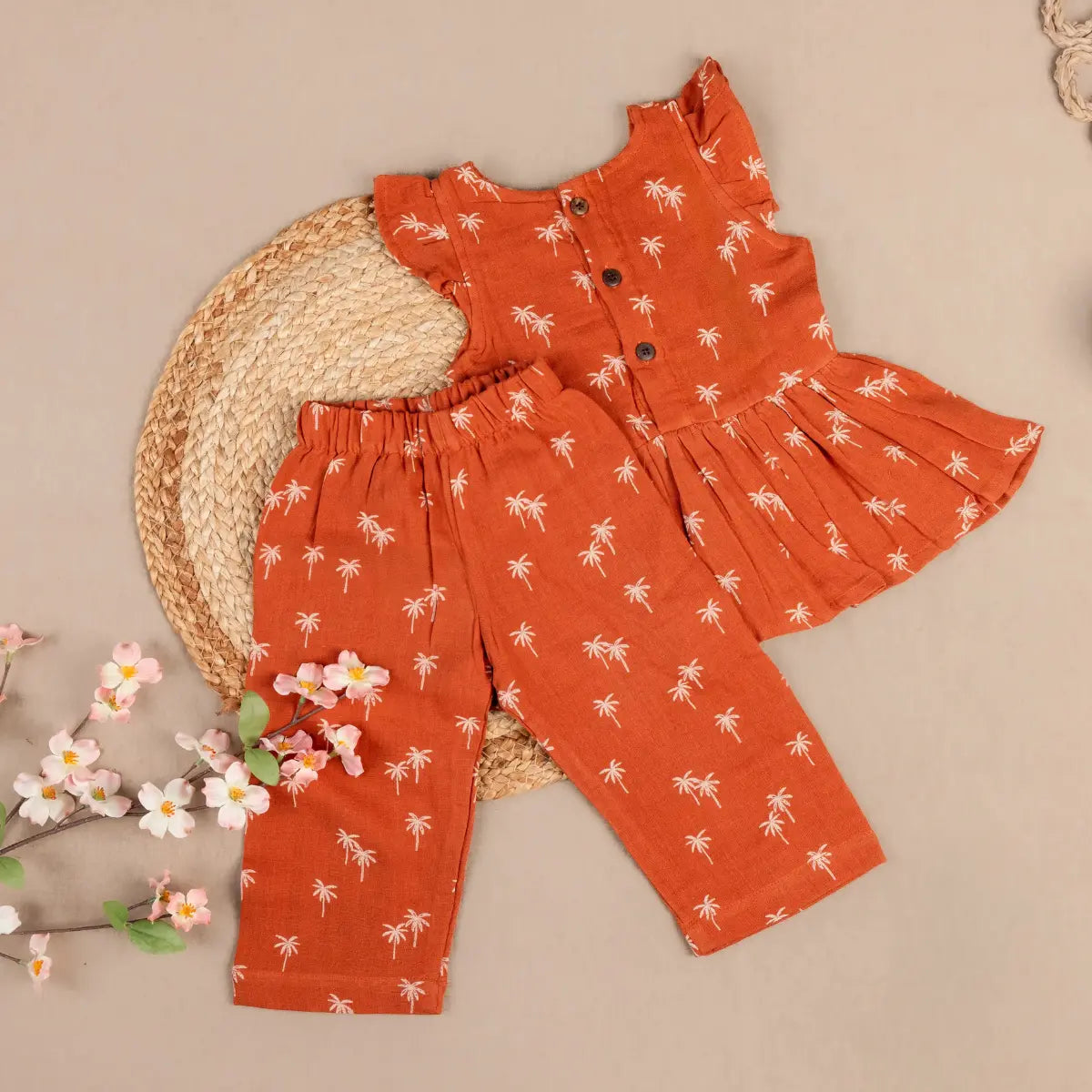 Brown with Tropical White Palm Tree - Coords Set