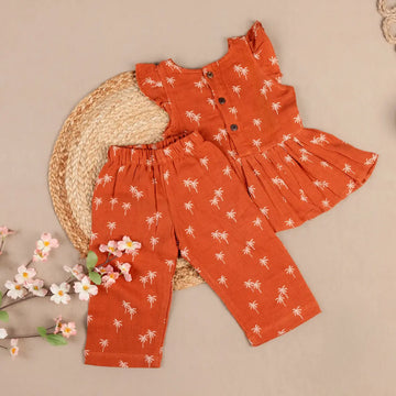 Brown with Tropical White Palm Tree - Coords Set