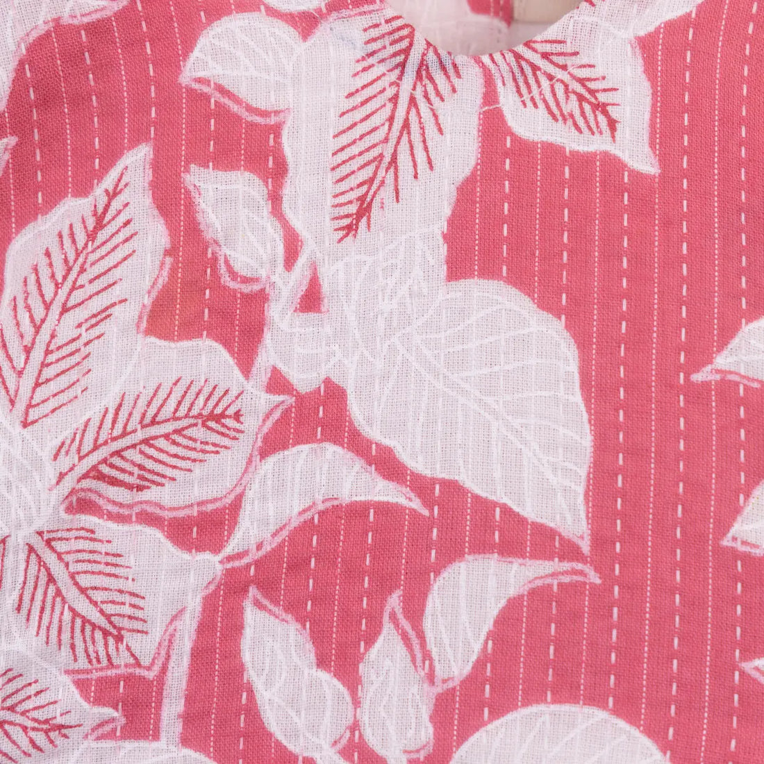 Pink with white floral prints - V Neck Frock