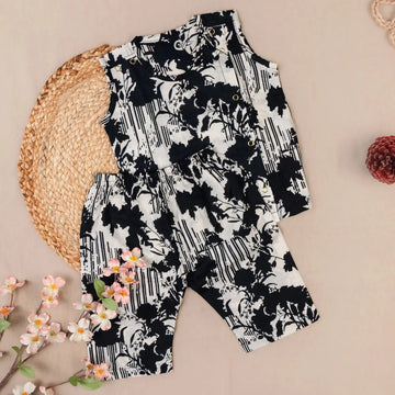 Striking Black and White with Bold Abstract Floral - Coords Set