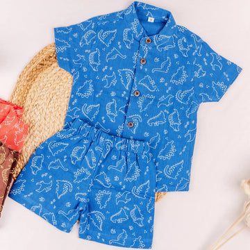 Ocean Blue Dino - Half Sleeve Set