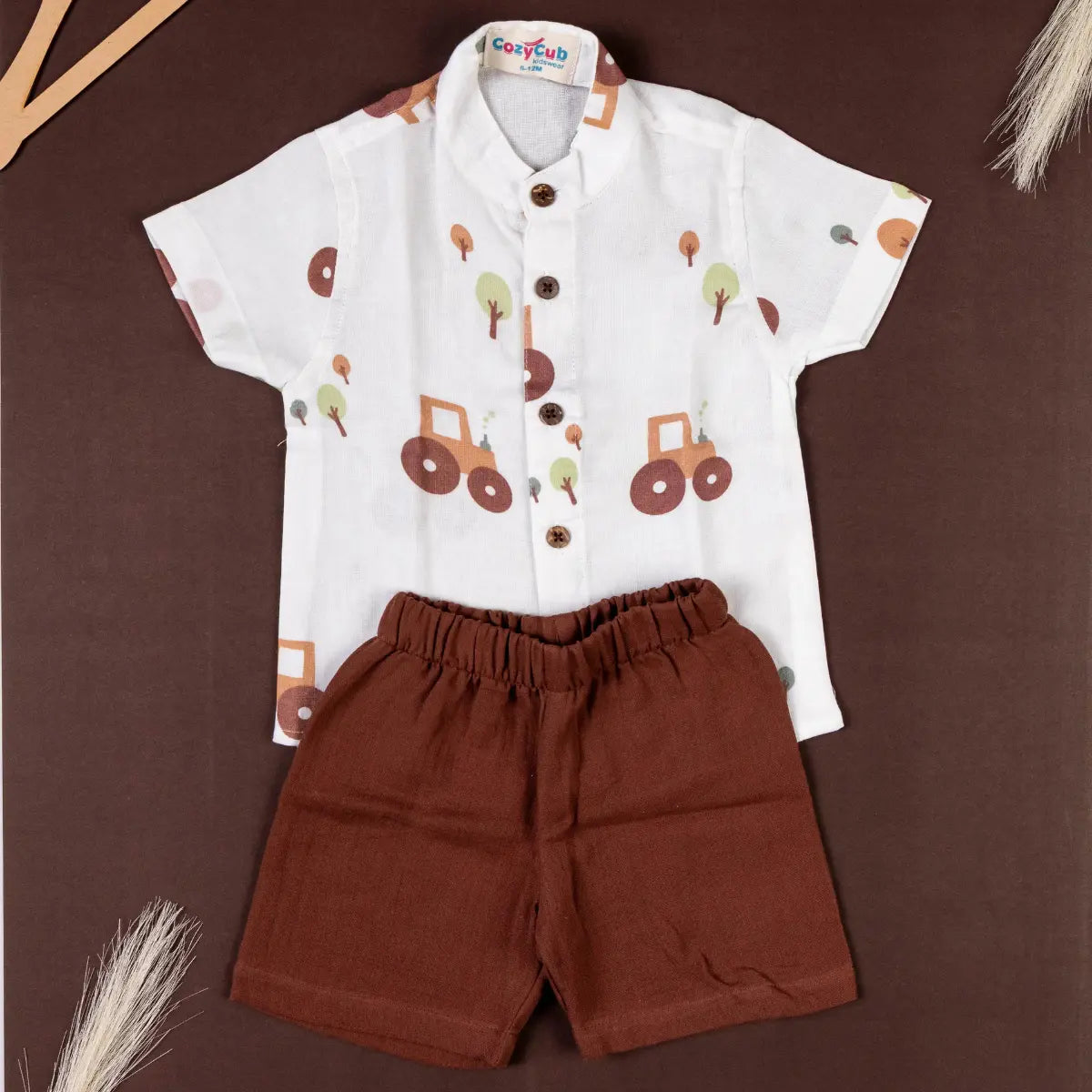 Delightful Tractor and Tree print - Half Sleeve Set