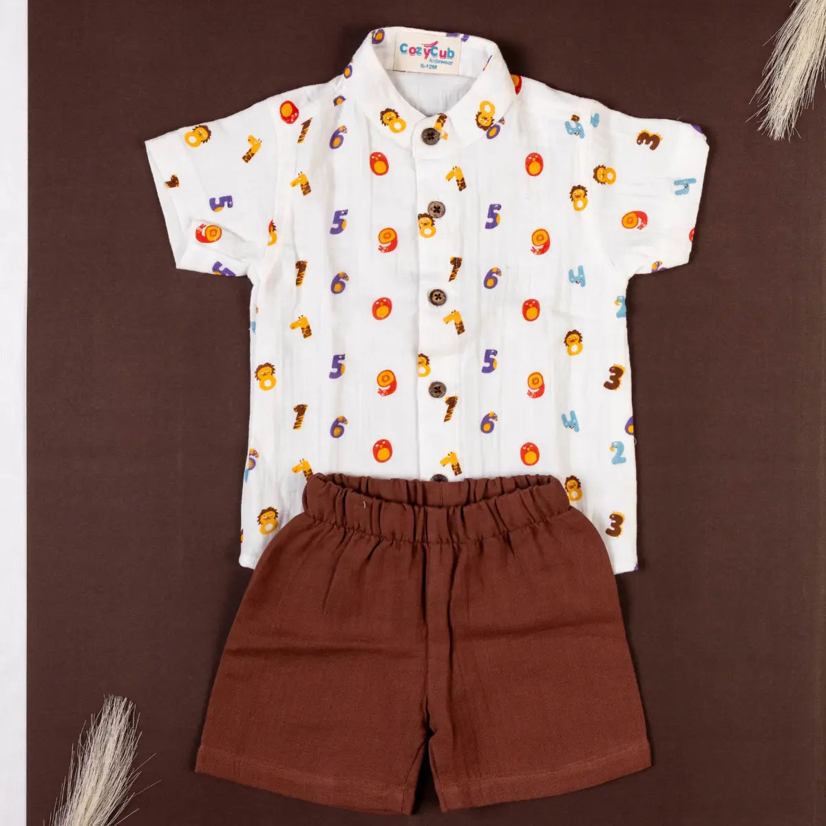 Number Fun cheerful light brown - Half Sleeve Set