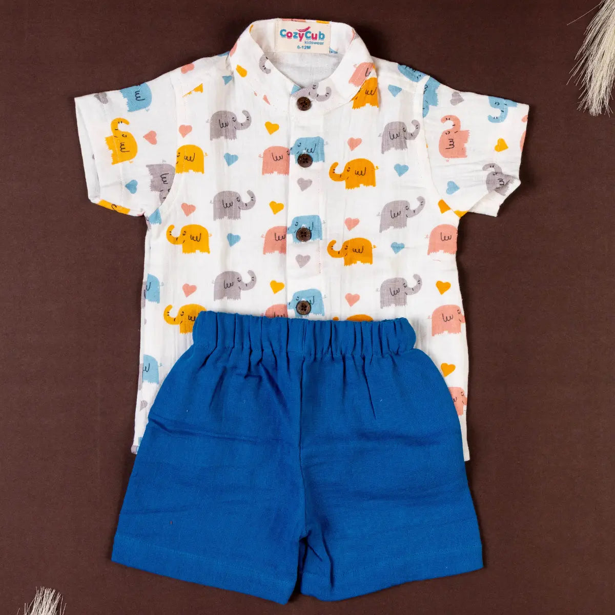 White and Vibrant Royal Blue Elephant Parade - Half Sleeve Set