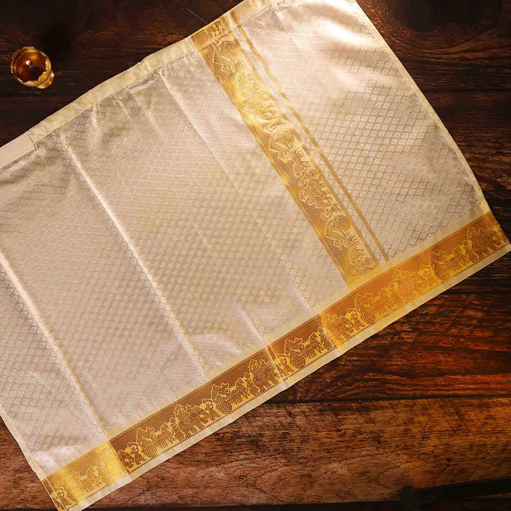 ✨ Premium Art Silk Dhoti – Polock Zari Border