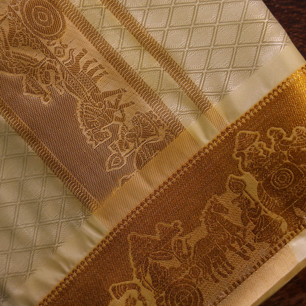 ✨ Premium Art Silk Dhoti – Polock Zari Border