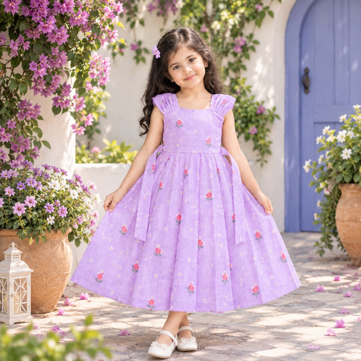 💜 Lilac Floral Kota Frock