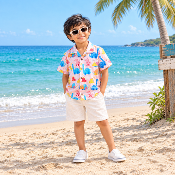 🐘 Playful Elephant Print Cotton Shirt