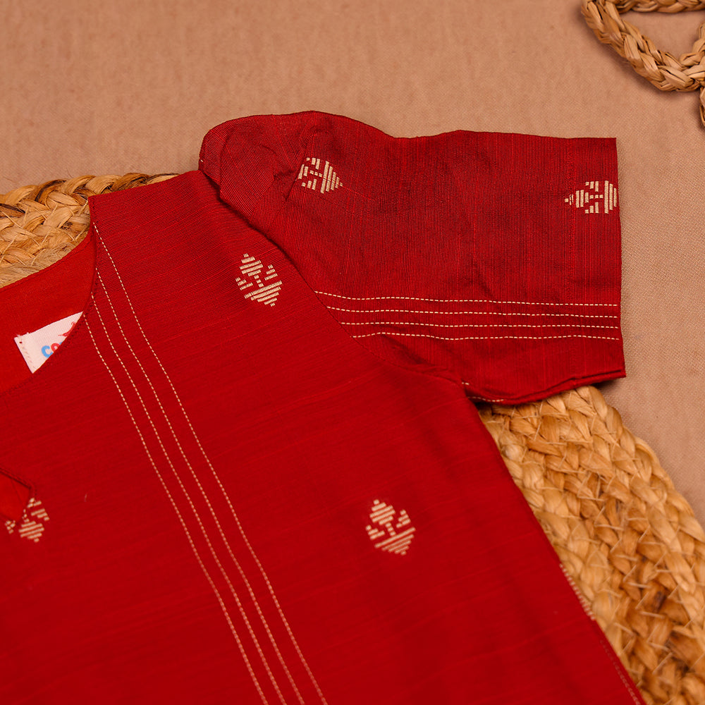 Festive Red Top & Teal Skirt Set