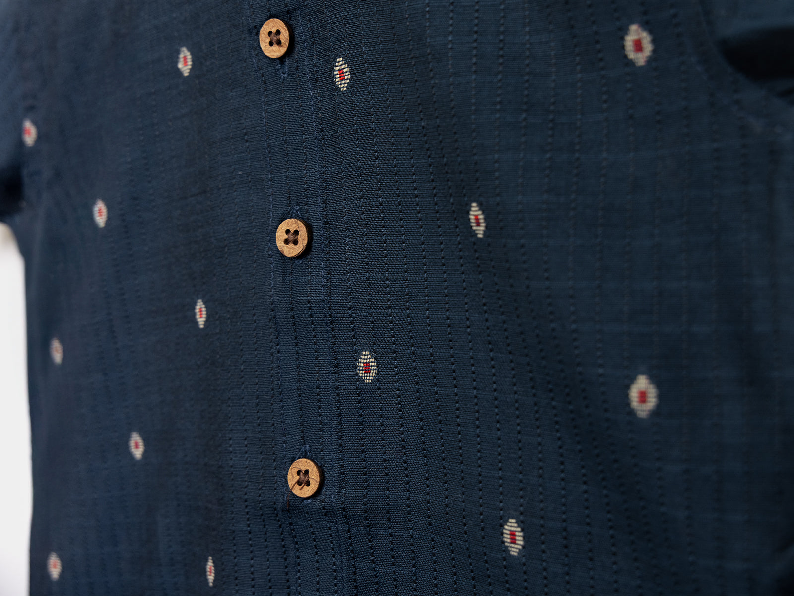 Teal Blue Raw Silk Shirt with Golden Buti Print