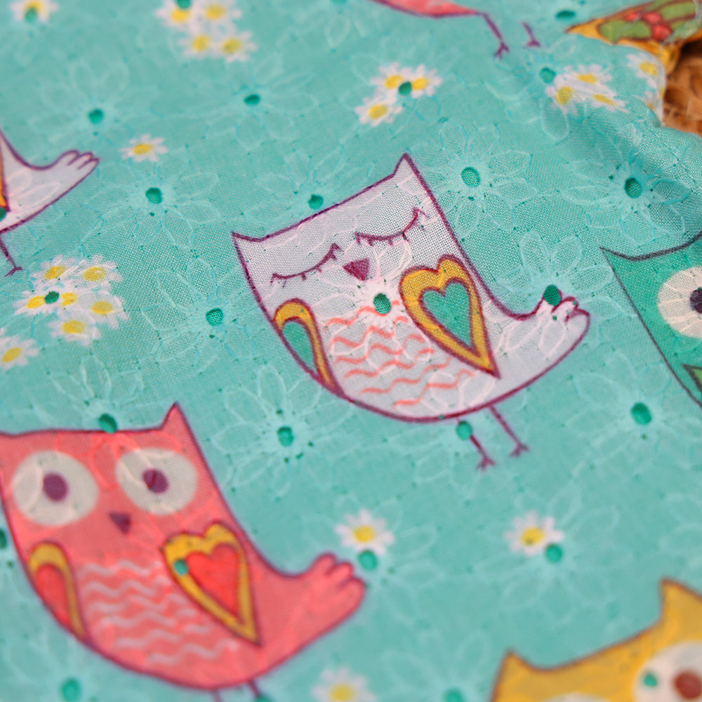 Aqua Owl Print Kids Hakoba Shirt