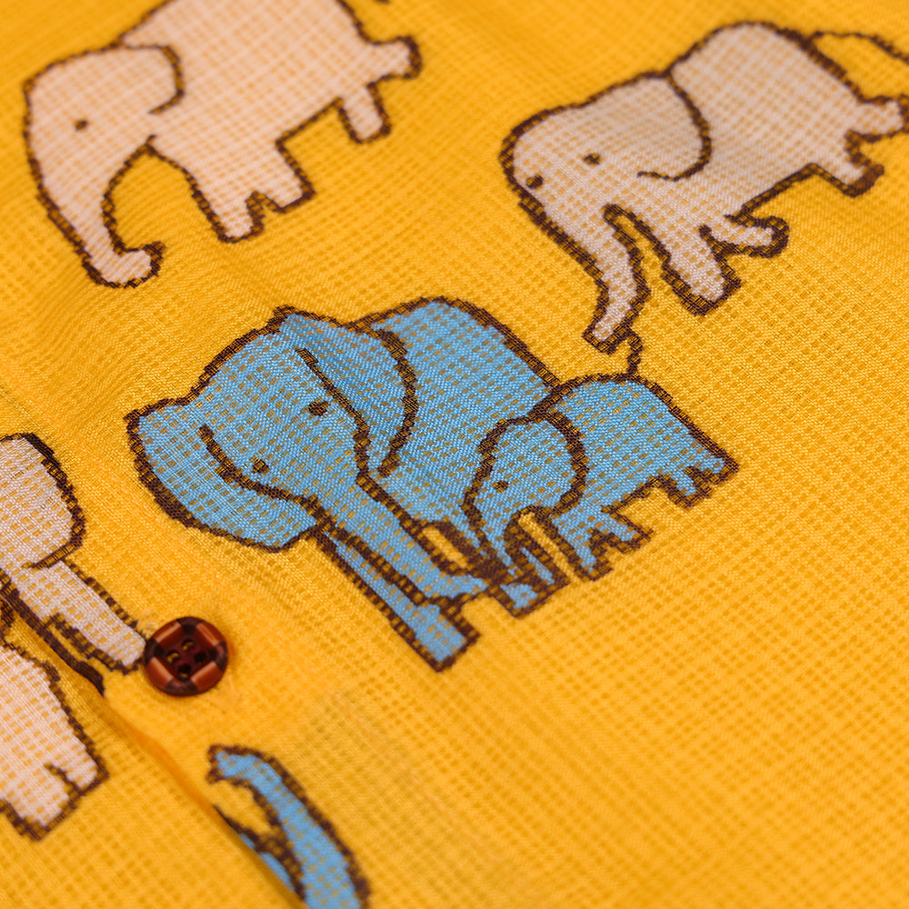 🐘 Mustard Yellow Elephant Print Shirt
