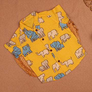 🐘 Mustard Yellow Elephant Print Shirt