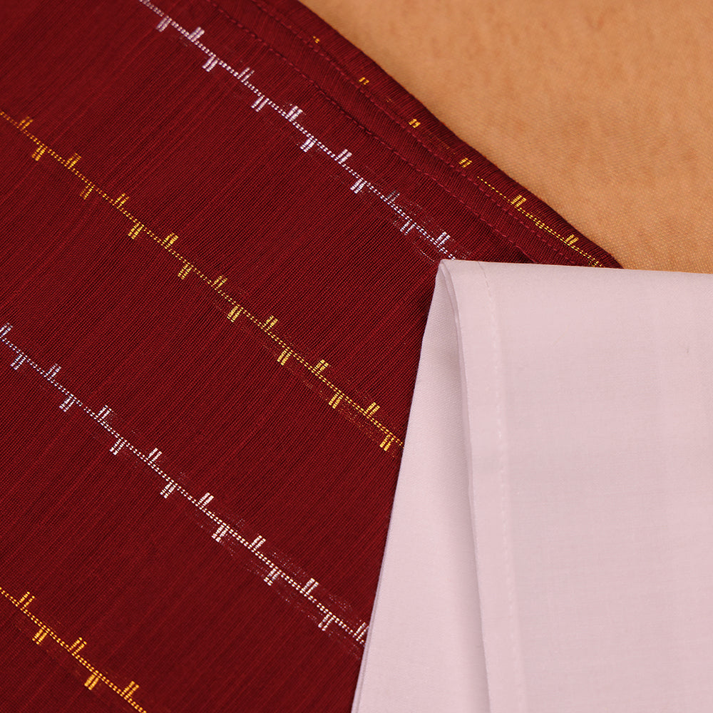 ❤️ Maroon Shirt & White Dhoti Set