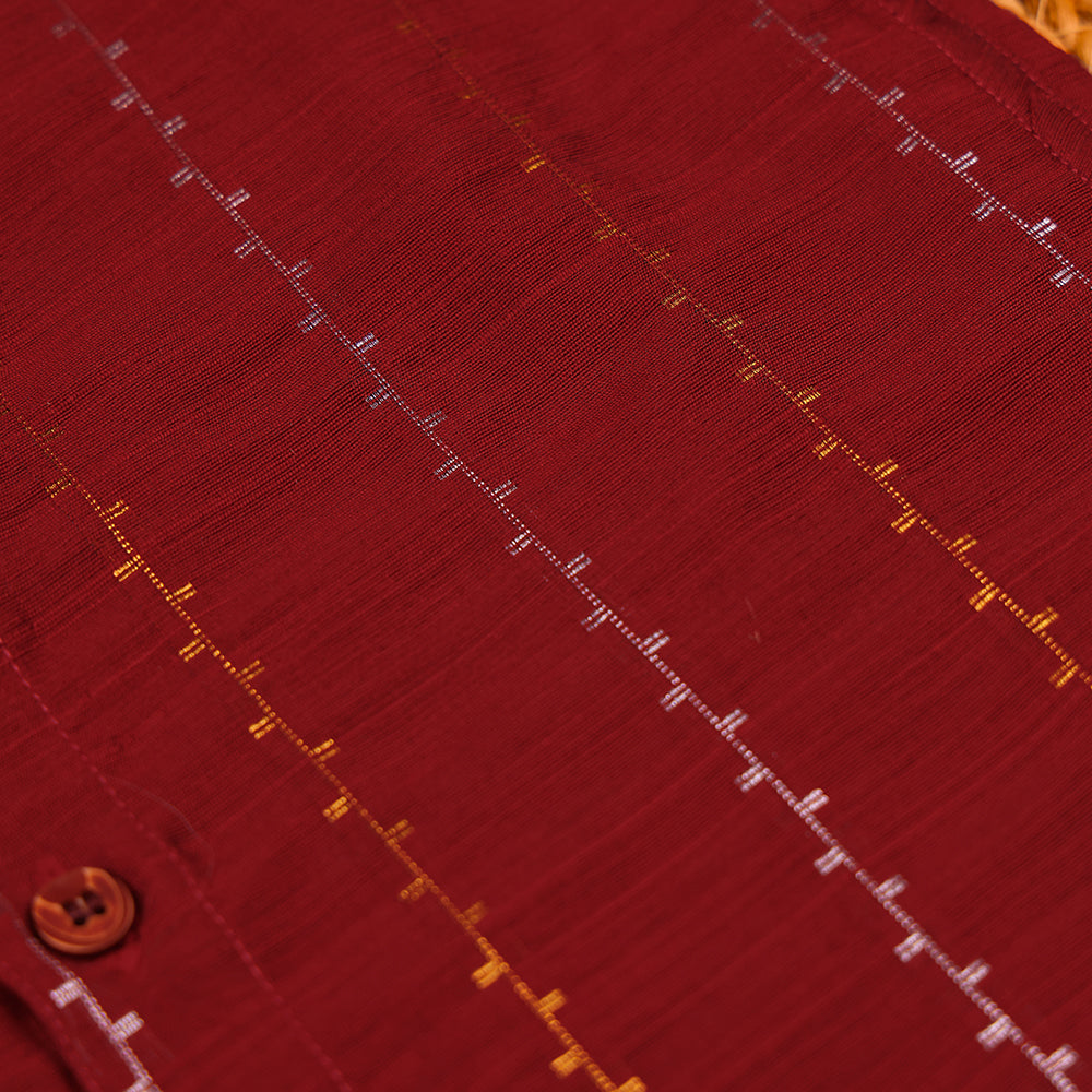 ❤️ Maroon Shirt & White Dhoti Set