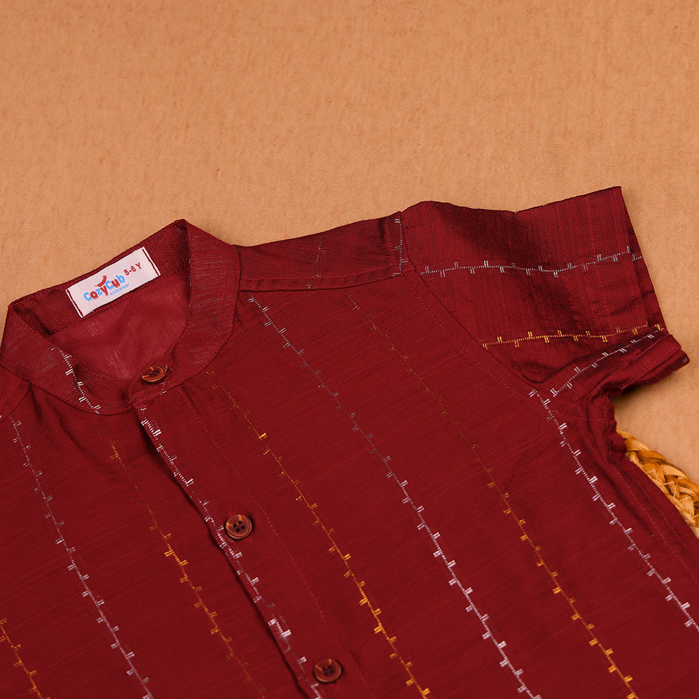 ❤️ Maroon Striped Printed Kids Shirt
