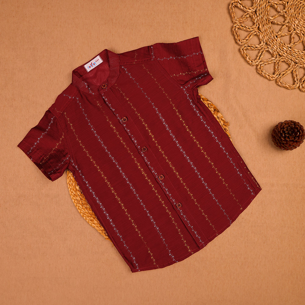 ❤️ Maroon Striped Printed Kids Shirt