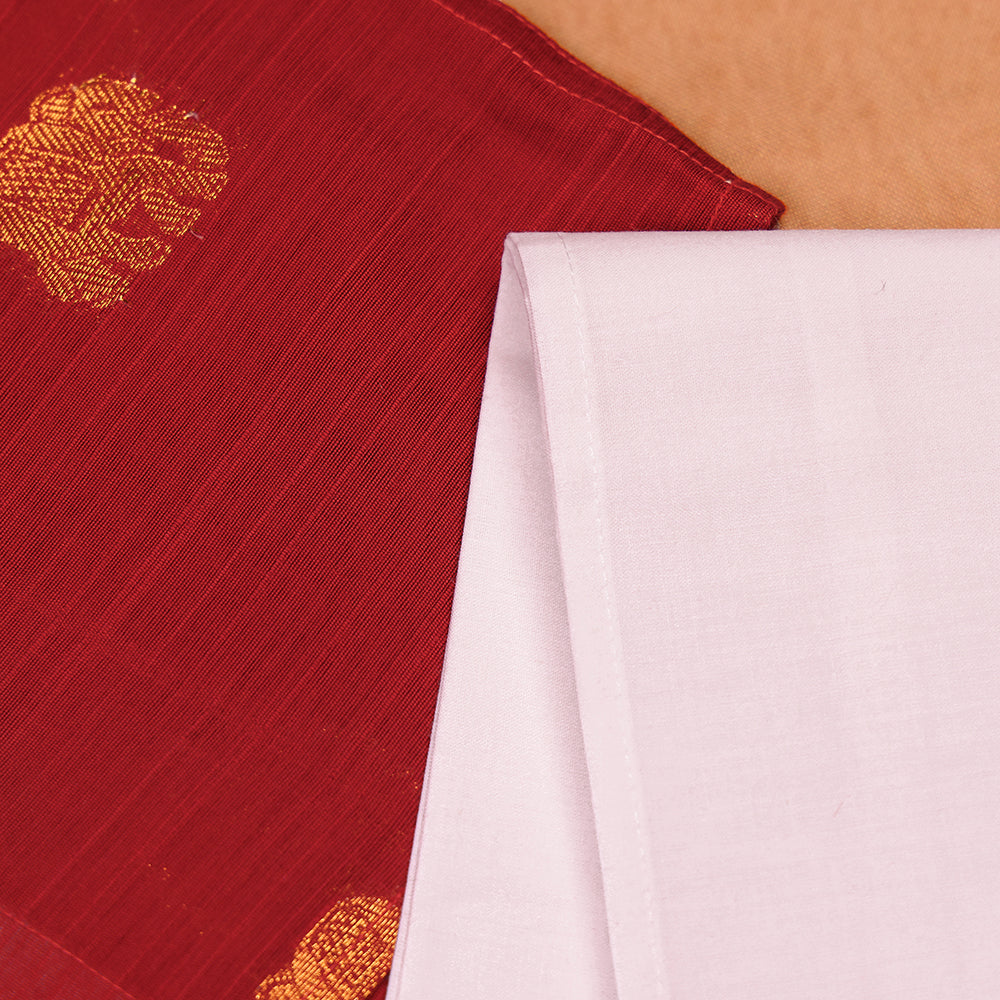 ❤️ Maroon Gold Motif Shirt & White Dhoti Set