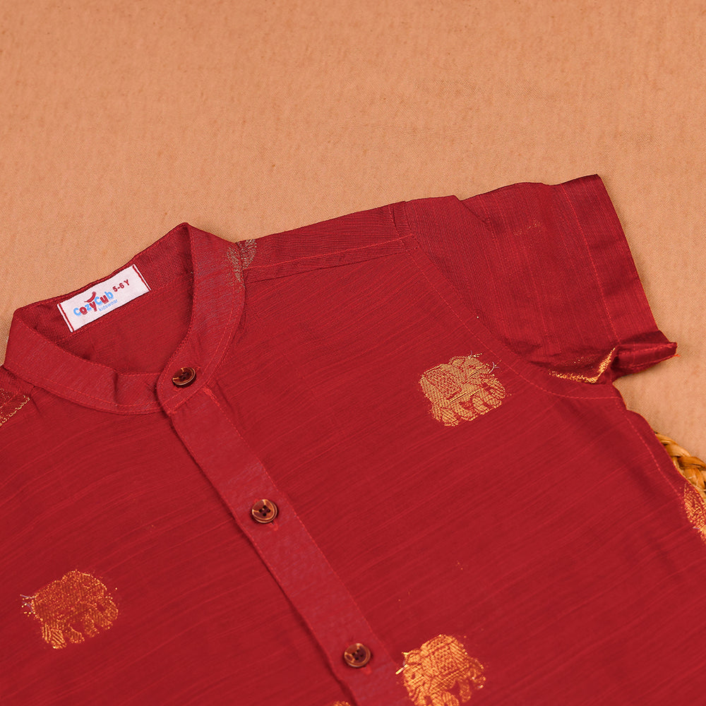 ❤️ Maroon Gold Motif Kids Shirt