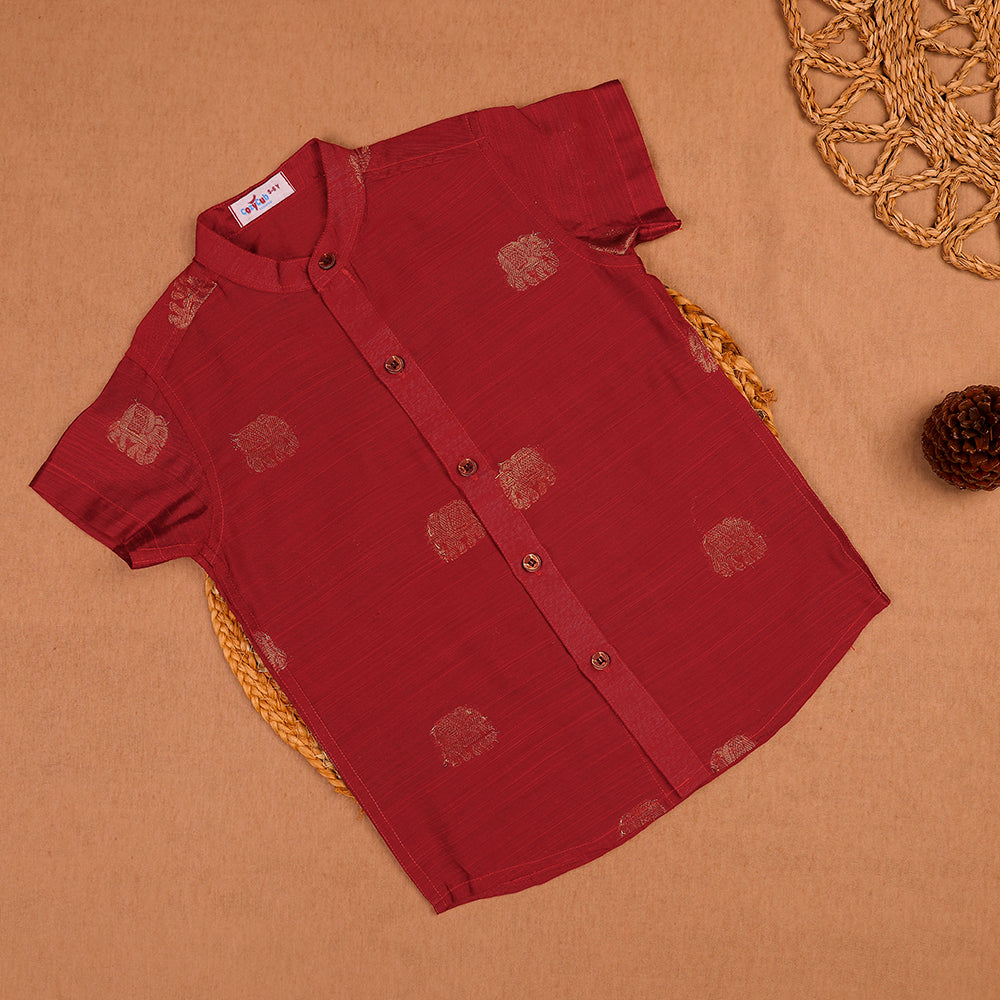 ❤️ Maroon Gold Motif Kids Shirt