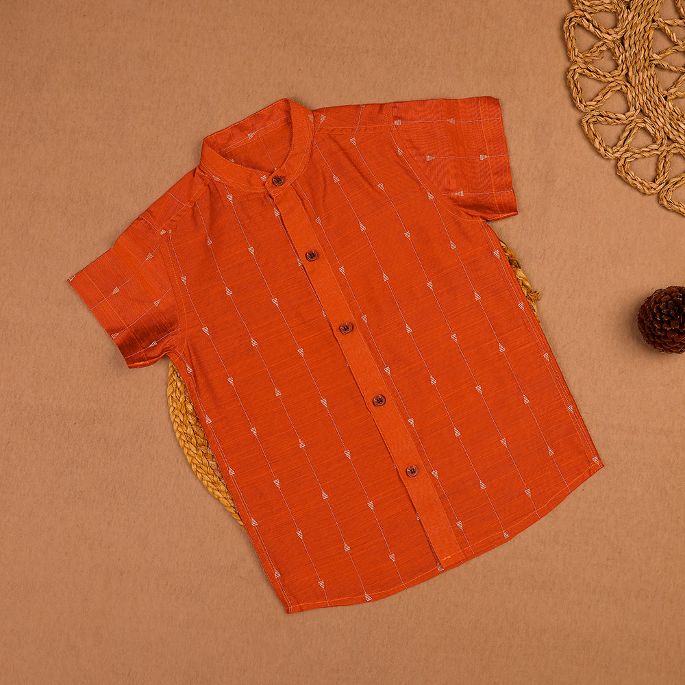 🧡 Orange Printed Kids Shirt