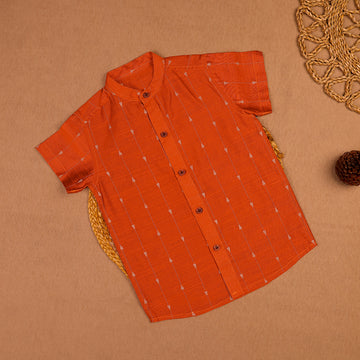 🧡 Orange Printed Kids Shirt