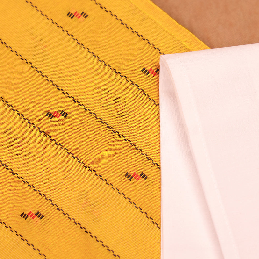 💛 Mustard Yellow Printed Shirt & White Dhoti Set
