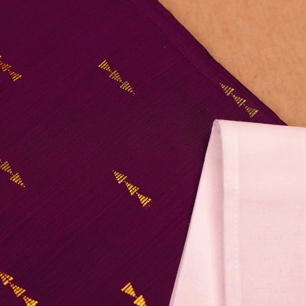 💜 Plum Purple Printed Shirt & White Dhoti Set