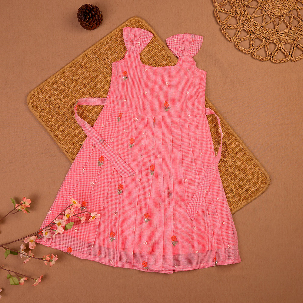 💗 Pink Floral Kota Frock