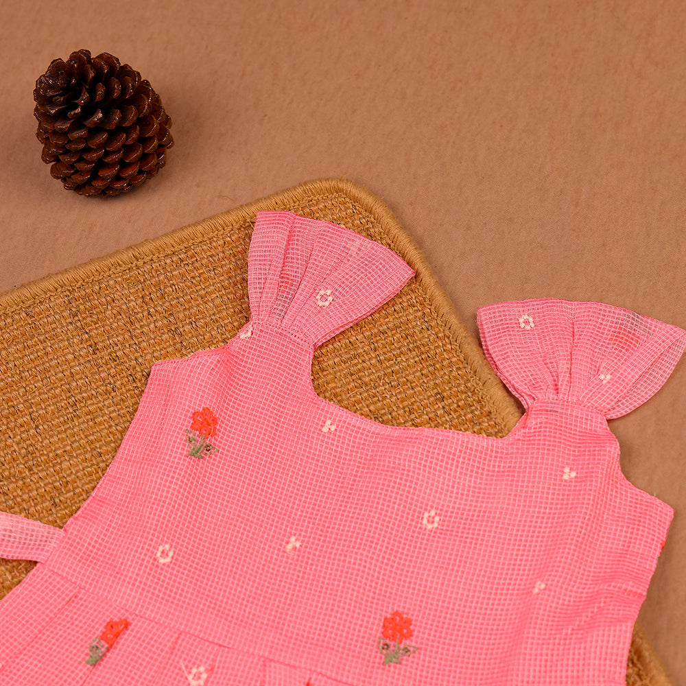 💗 Pink Floral Kota Frock