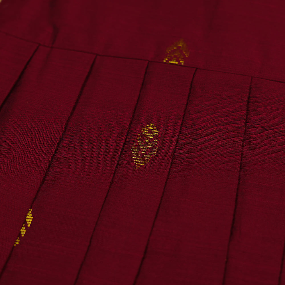 ❤️ Maroon Raw Silk Ethnic Frock with Scalloped Straps