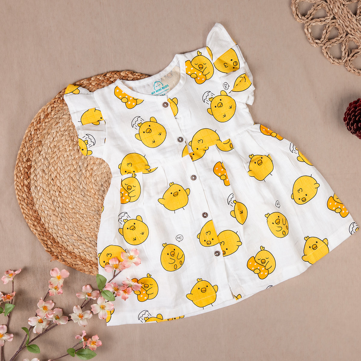 Yellow Kitty Cartoon Frock