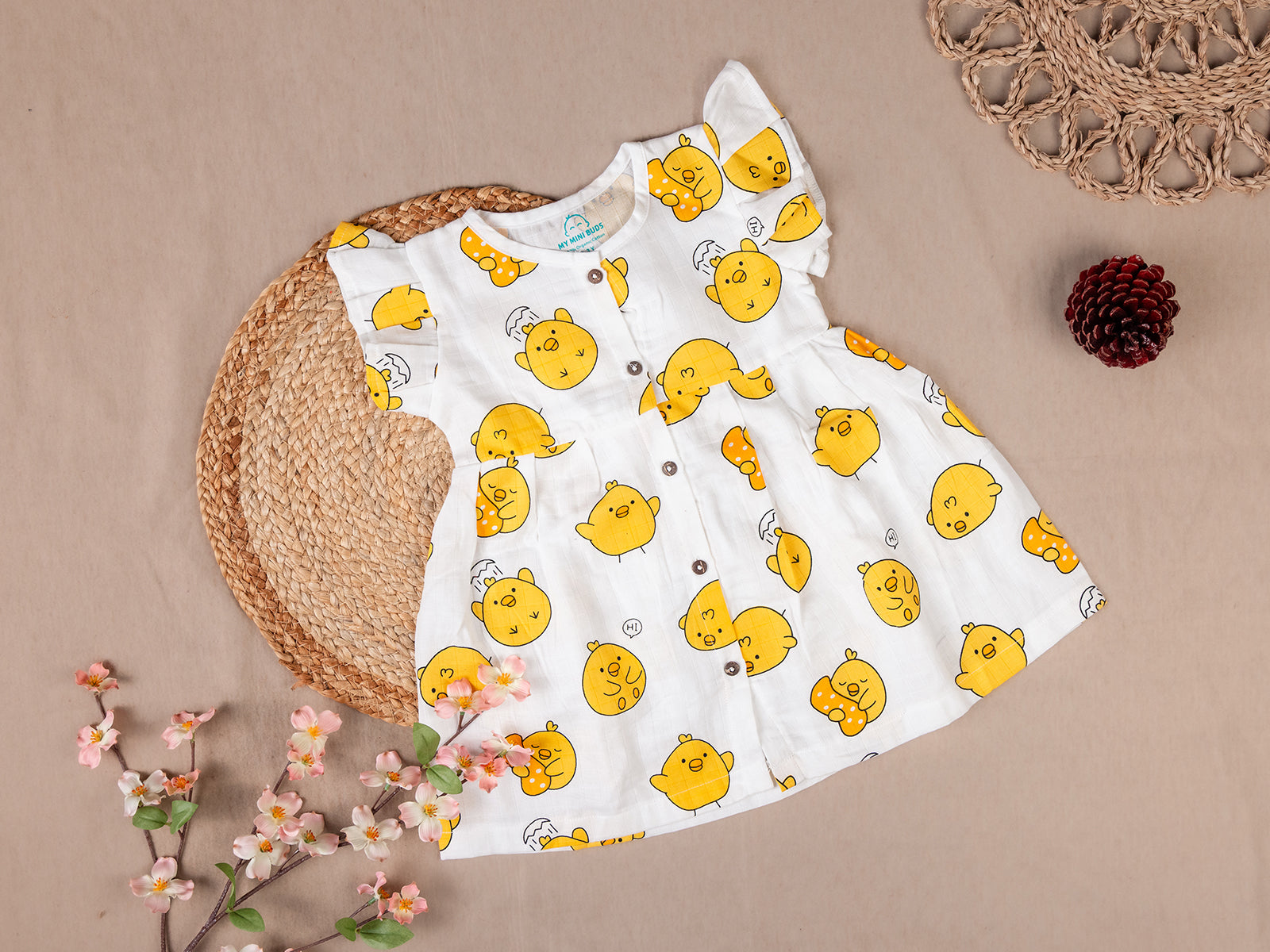 Yellow Kitty Cartoon Frock