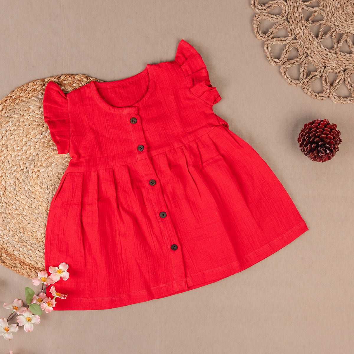 Vibrant Coral Red Frock