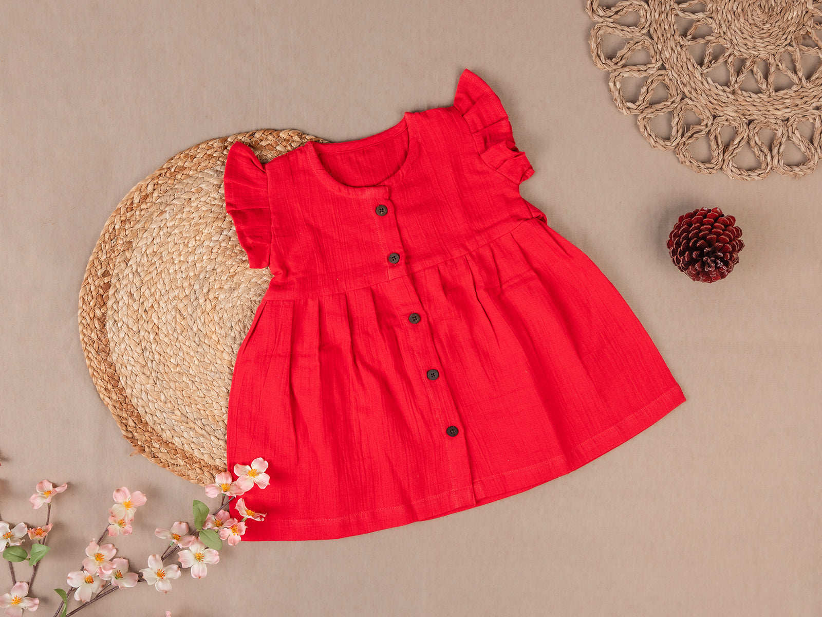 Vibrant Coral Red Frock