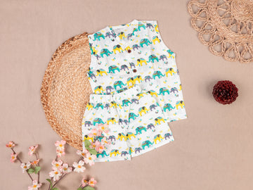 Vibrant Elephant Parade Cotton Jabla Set
